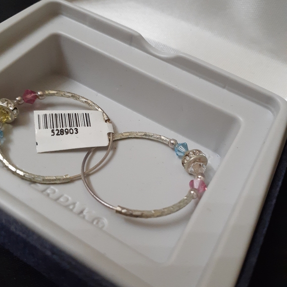 Sterling Silver Earrings w/colorful stones (Hoops) - Picture 3 of 4